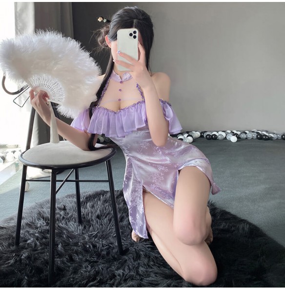 FEE ET MOI - Sexy Open-Back Straps Cheongsam (Purple) FEE ET MOI - Sexy Open-Back Straps Cheongsam (Purple)